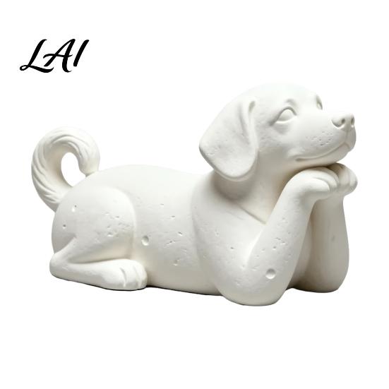 Well-behaved Puppy Statue 3D Printed Dog Figurine Cute Figures Small Animal Home Decor Figurines Realistic Detailed for Lovers Soft Texture