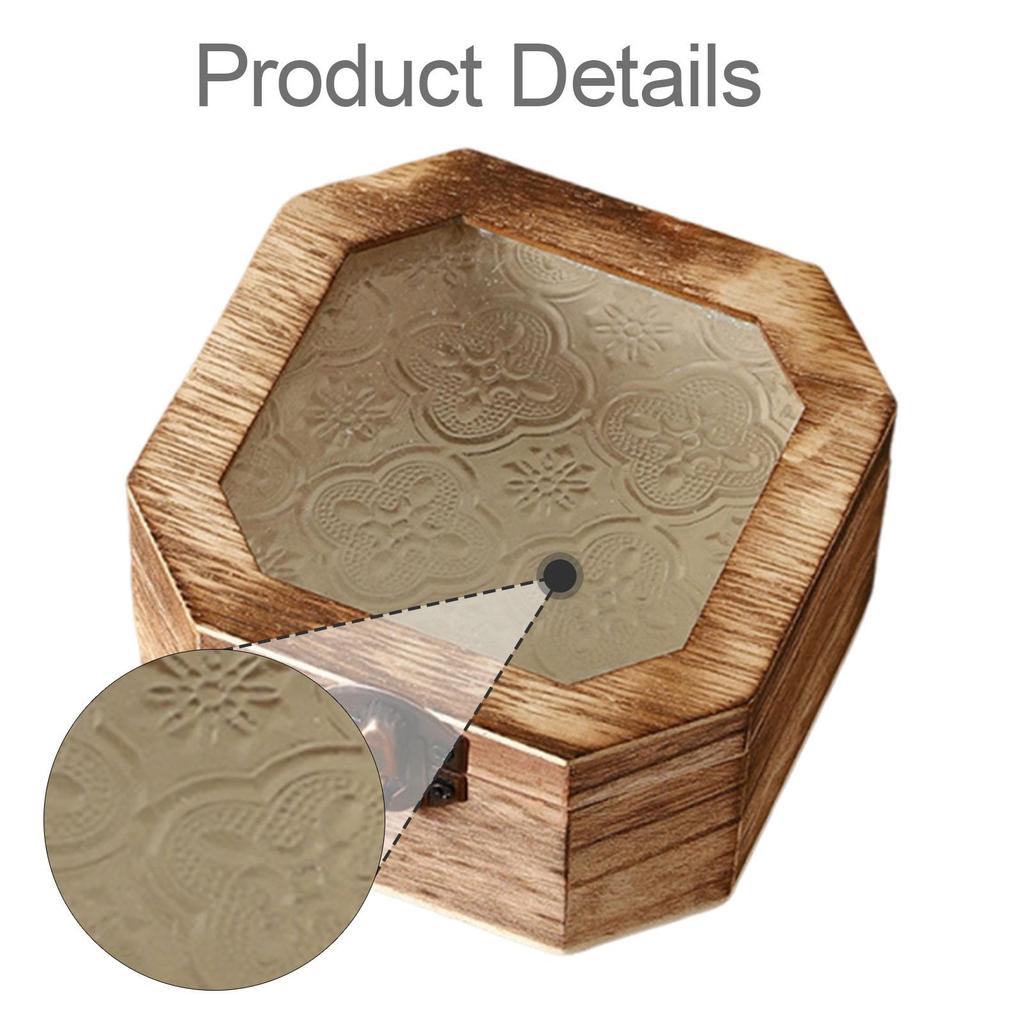 Wooden Storage Box Ornament,with Glass Lid Organizer,Keepsake Box Stashbox for Bedroom Entryway Kitchen Living Room Jewelry