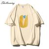 Shellsuning Summer Aesthetic Floral T Shirts Women Loose Short Sleeve Cotton Printed Tees Female Casual O Neck Vintage Base Tops