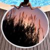 Wild Plant Fluttering Reed Round Beach Towel with Tassels,Polyester Beach Blanket,Soft Absorbent Quick Dry Pool Towel Picnic Mat