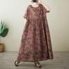 Kortärmad Plus size bomull vintage blommig ny i klänningar för kvinnor avslappnad lös lång sommarklänning