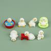 Adorable 7Pcs White Mini Duck Figurines Micro Animal Ornaments for Birthday Gift Home Living Room Decor
