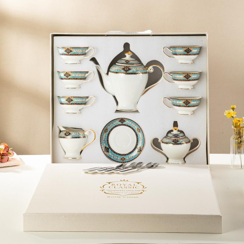 Bone China Coffee Cup And Saucer Set, Flower Teapot, Retro British Phnom Penh Afternoon Tea Cup, Black Tea Cup Gift Box.