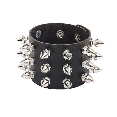 Spikes Niet Breite Manschette PU Leder Punk Schwarz Armbänder Für Männer Mode Leder Armband Armreifen Multilayer Breite Wrap Schmuck