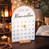 Acrylic Ramadan Advent Calendar White Mirror Wooden Base Ramadan Table Ornament DIY Crafts 30 Days Eid Mubarak Decor