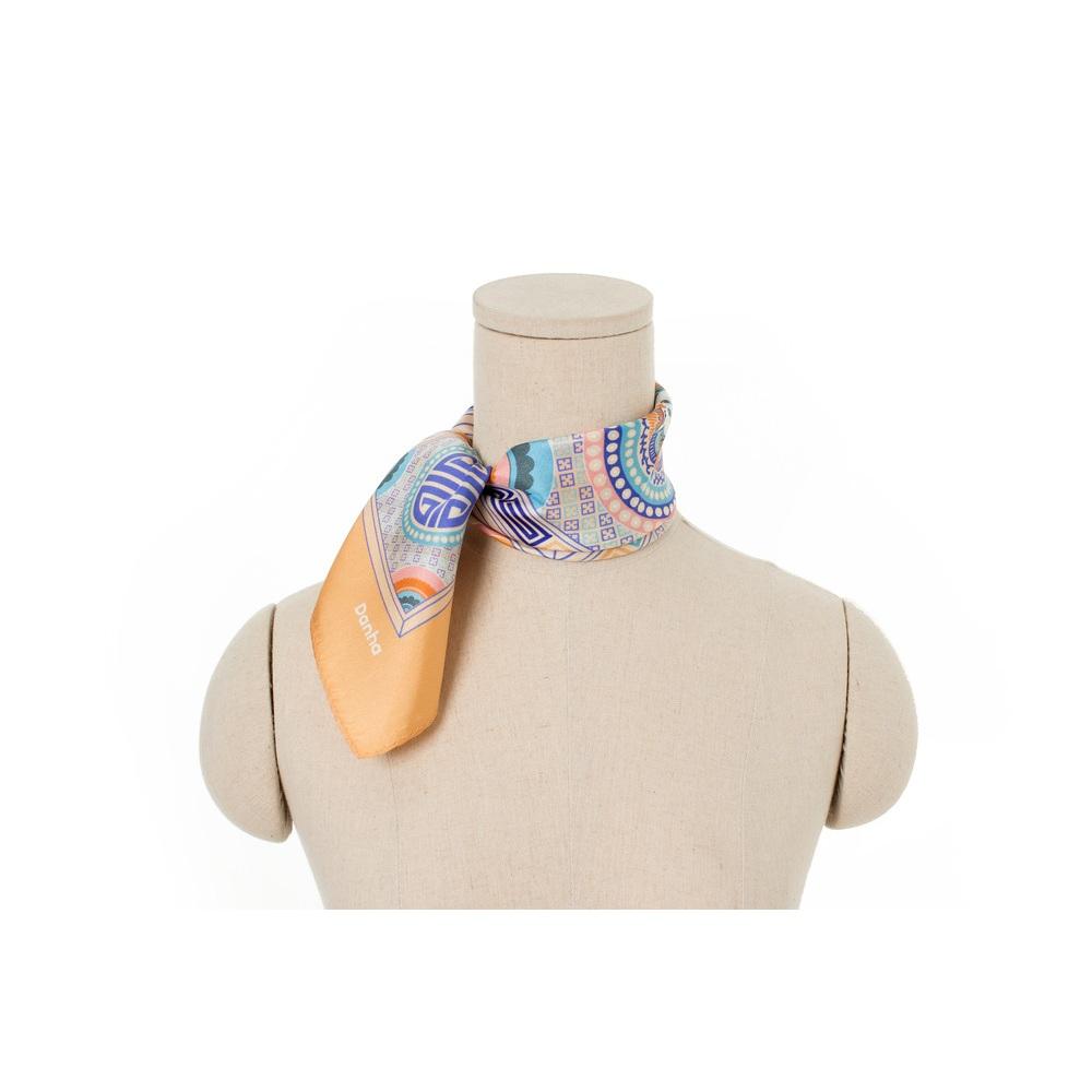 DANHA Korean Traditional Silk Scarf – Phoenix & Fruit Pattern (Joseon Royal Court Pojagi Design) | 53×53cm | 100% Silk | 2 Colors