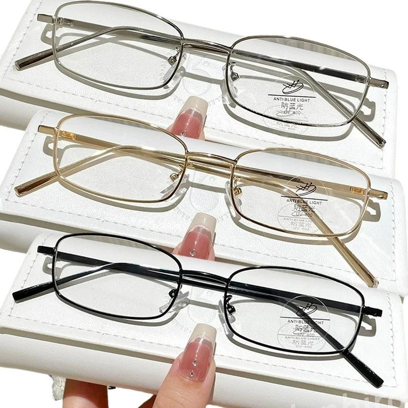 Harajuku Small Square Frame Glasses Women Retro Metal Eyeglasses Clear Reading Spectacle Blue Light Blocking Eyewear