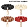 Elegante Adorno de Llavero con Pulsera Ajustable Elástico para la Muñeca Llavero Scrunchie de Cuero Correa Elástica para la Muñeca para Mujer