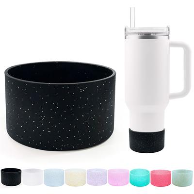 Leeseph Protective Glitter Silicone Boot,Compatible with Stanley Tumbler and More Bottles/Tumblers with 2.9in Bottom, Anti-Slip