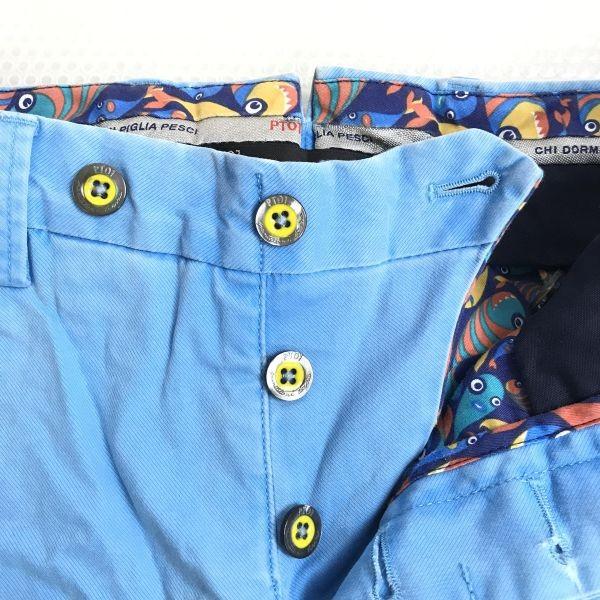 PT01 X BEAMS F Stretch Chino Pants Size 44 Men’s S Inseam 75cm Light Blue Mosaic Lining(USED)