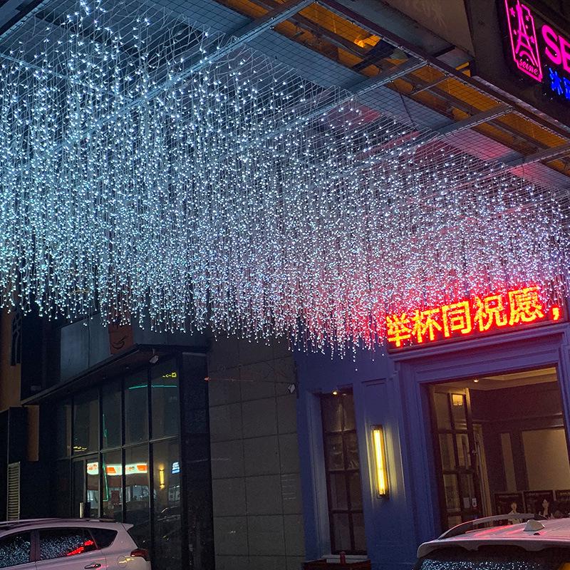Outdoor Solar LED Twinkling Icicle Lights - Decorative Waterfall Eaves Lighting White