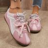 Zapatos Deportivos Casuales Planos de Encaje Bicolor con Estampado de Leopardo, Transpirables para Primavera-Otoño, Calzado Retro Versátil para Mujer.