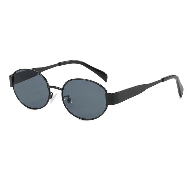 Sunglasses Women'S High Quality, Metal Oval Frame Sunglasses Tide Ins Style Personality Hip Hop Sunscreen Sunglasses