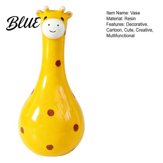 Vivid Texture Animal Figurine Cute Polka Dot Giraffe Vase, Hand-painted Resin Flower Creative Big-mouthed Artistic Bouquet Holder for Home Living Room