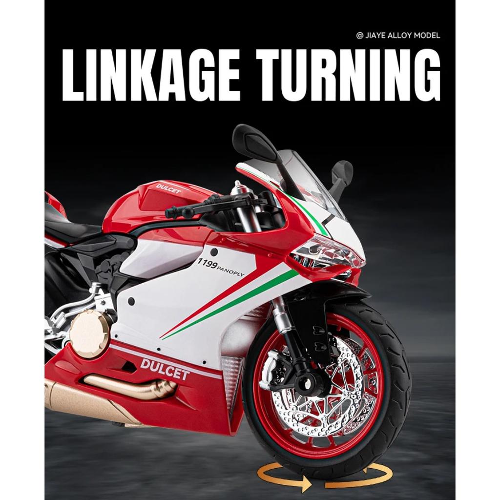 1/9 Ducati 1199 Panigale R Alloy Die Cast Motorcycle Model Toy Vehicle Collection Sound and Light Off Road Autocycle Toys Car