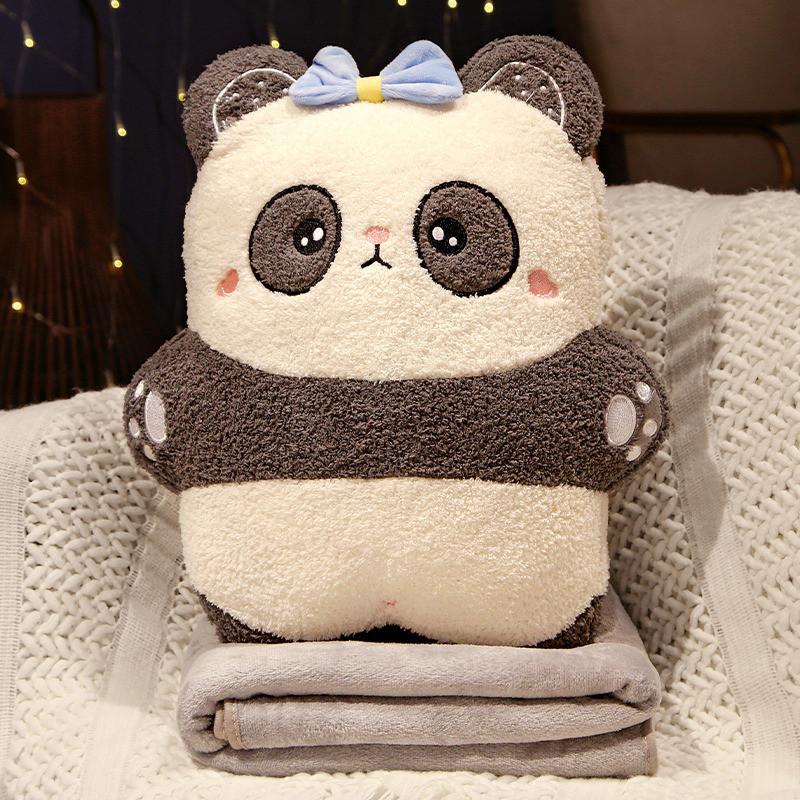 Cute Rabbit Panda Frog And Pig Plush Pillow And Blanket For Office Time Nap