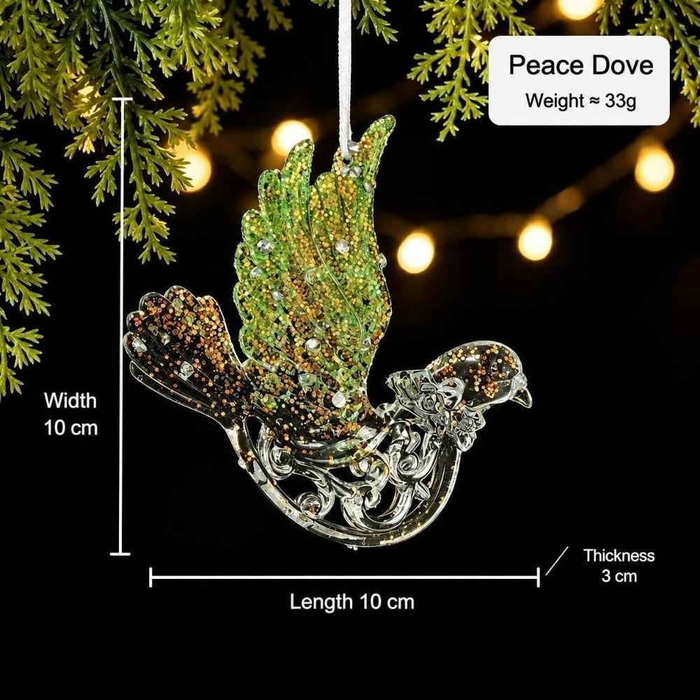 Semi-Green Christmas Snowflake Ornament Glitter Dust Finish Snowflake Shape Snowflake Hanging Ornament Transparent Hanging Style