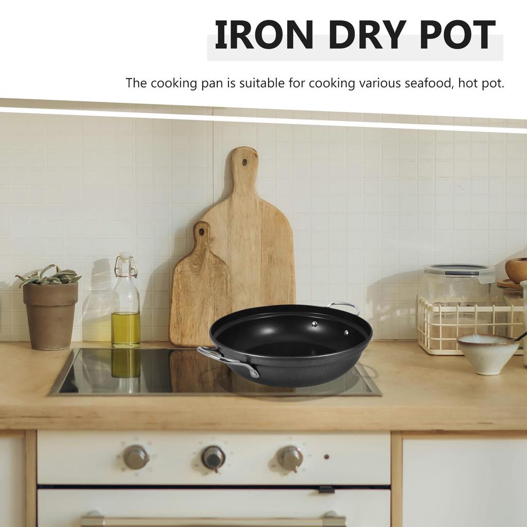 24Cm Premium Iron Stock Pot Large Capacity Cooking Pan for Family Meals Ramen Soup Stew Double Handle Kitchen Accessory