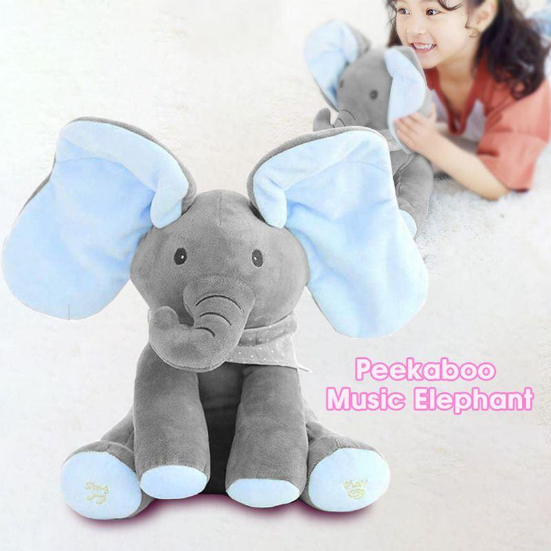 Verstecken Elefant Plüschtier Singendes Kuscheltier Animierte Kinderpuppe Weiches Spielzeug Geschenk