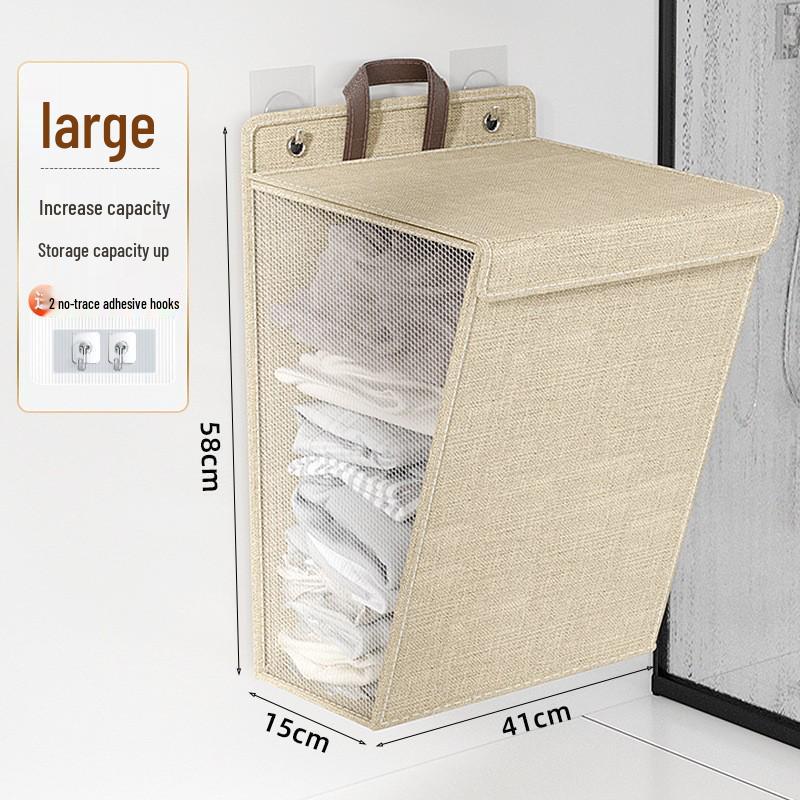 Foldable Laundry & Toy Storage Basket with Lid - Large Capacity, Dustproof, Wall-Mountable.