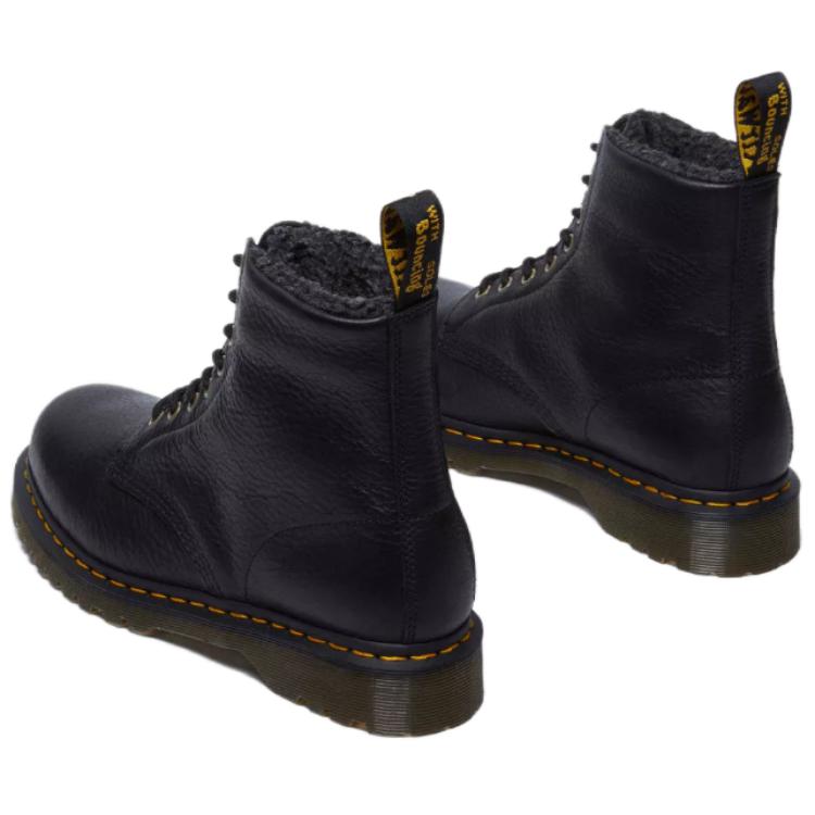 Dr. Martens 1460 Faux Fur Lined Grizzly Leather Lace Up Boot Black Unisex Sneakers 31873001