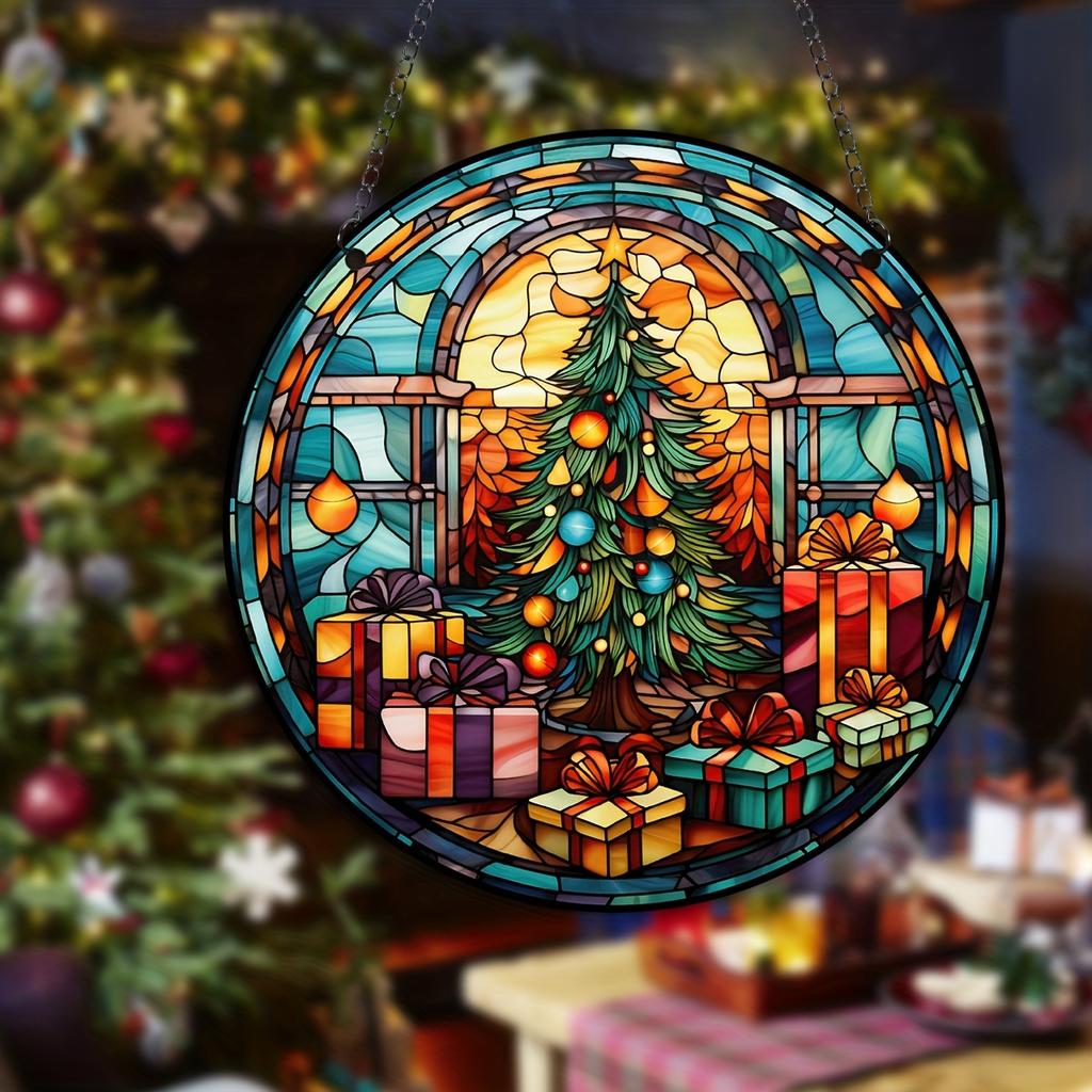 Christmas Vintage Truck Lighthouse Suncatcher Window Decor Wreath Sign Scene, Novelty Home Decor, Perfect Durable for Bedroom