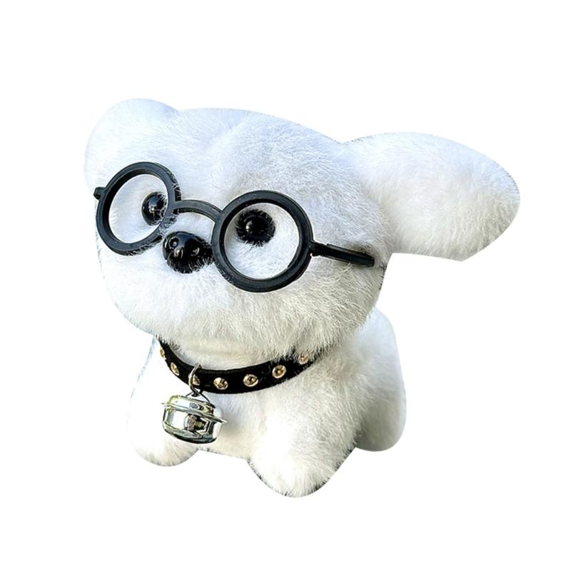 

Adorable Plush Dog Bike Handlebar Frame Hanger Ornament With Bells And Glasses Dog Decoration For Cycling Enthusiasts