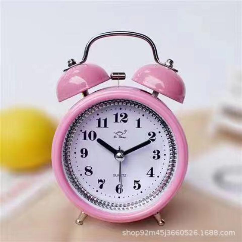 Student Metal Ringing Alarm Clock Creative Children Learning Silent Night Lights Fashionable Classic Loud Bedside Cute Clock Watch