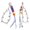 Elegant Imitation Pearls Mobile Phone Chain Handmade Beaded Cellphone Lanyard Colorful Acrylic Letter Bead Keyring