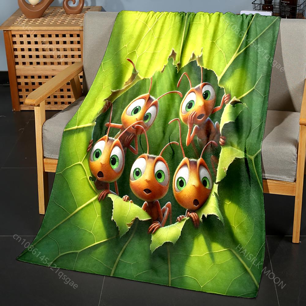 Multi-size Cartoon Cute Ant Blanket Warm Soft Fluffy Kids and Adult Sofa Bed Throw Blanket Suitable Home Travel Camping Gifts