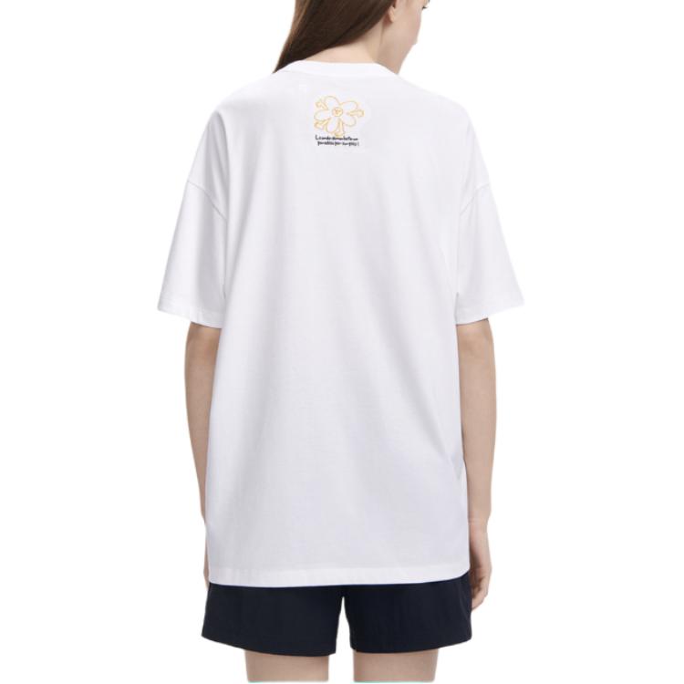 Fila American Vintage Illustration Print Crew Neck Casual Short Sleeve Drop Shoulder T-Shirt Women T-Shirt White F11W329107F-WT
