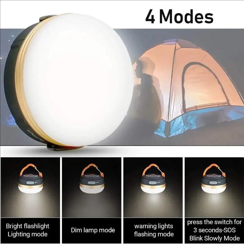 USB Rechargeable Portable Camping Tent Light 3 Modes Waterproof Outdoor Tent Lamp Lightweight Night Hanging Hook Emergency Lamps