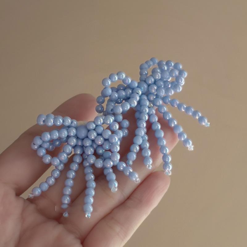 

Акриловые серьги-бантики с бахромой в корейском стиле инс, простые серьги-пусеты, нишевые универсальные серьги высокого класса