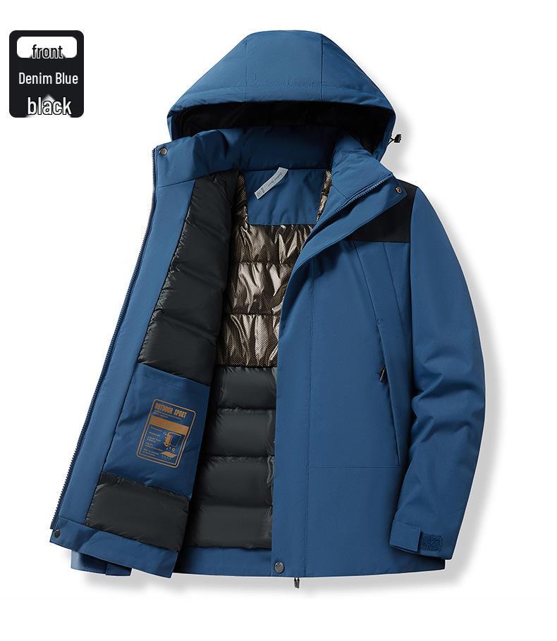 HJCAMEL Women's Color Block Windproof Waterproof Cotton Jacket with Detachable Winter Liner