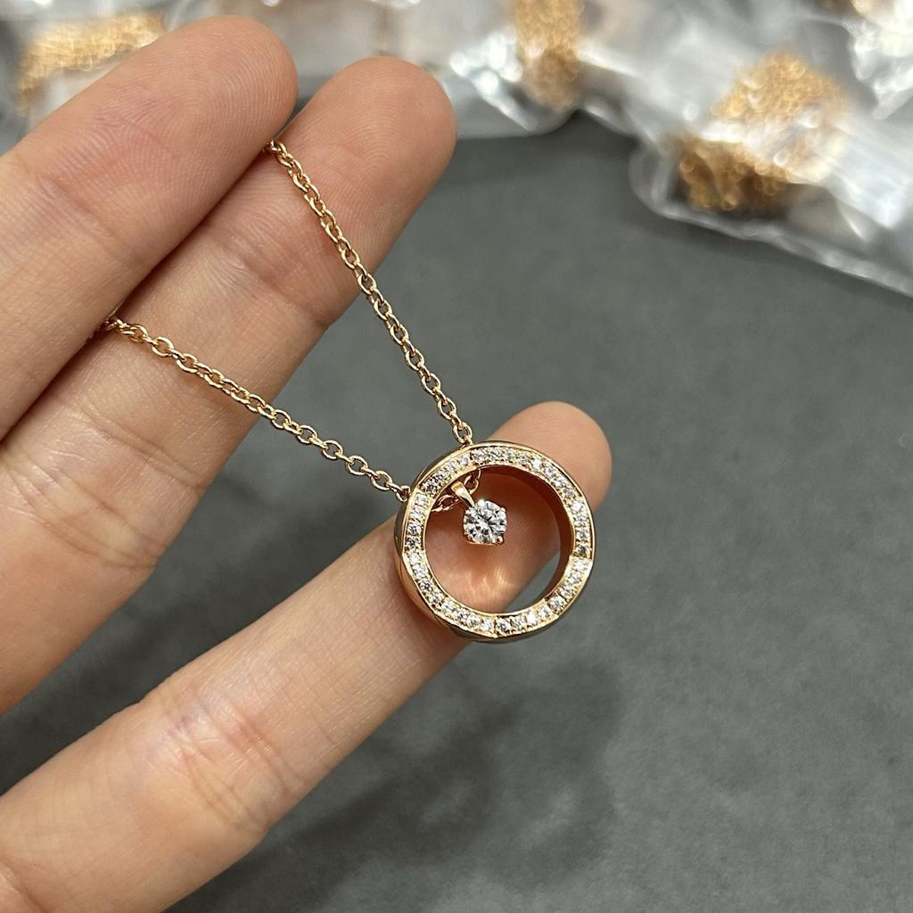 Rhombus Pattern COCO Smart Water Ice Moon Necklace Pendant Circle Temperament Stack