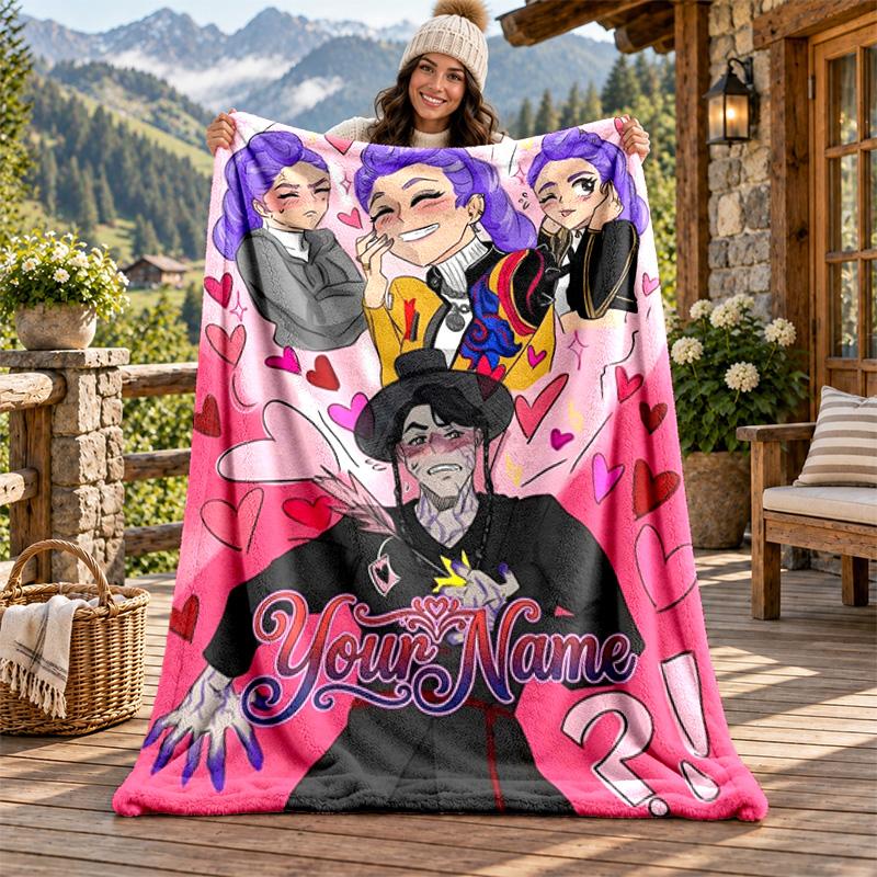 Kpop Demon Hunters Custom Name Flannel Blanket Personalized Soft Warm Plush Throw Blanket Customized Gift for Family Friends