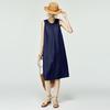 Women's Retro Denim Hemp Sleeveless Midi Dress