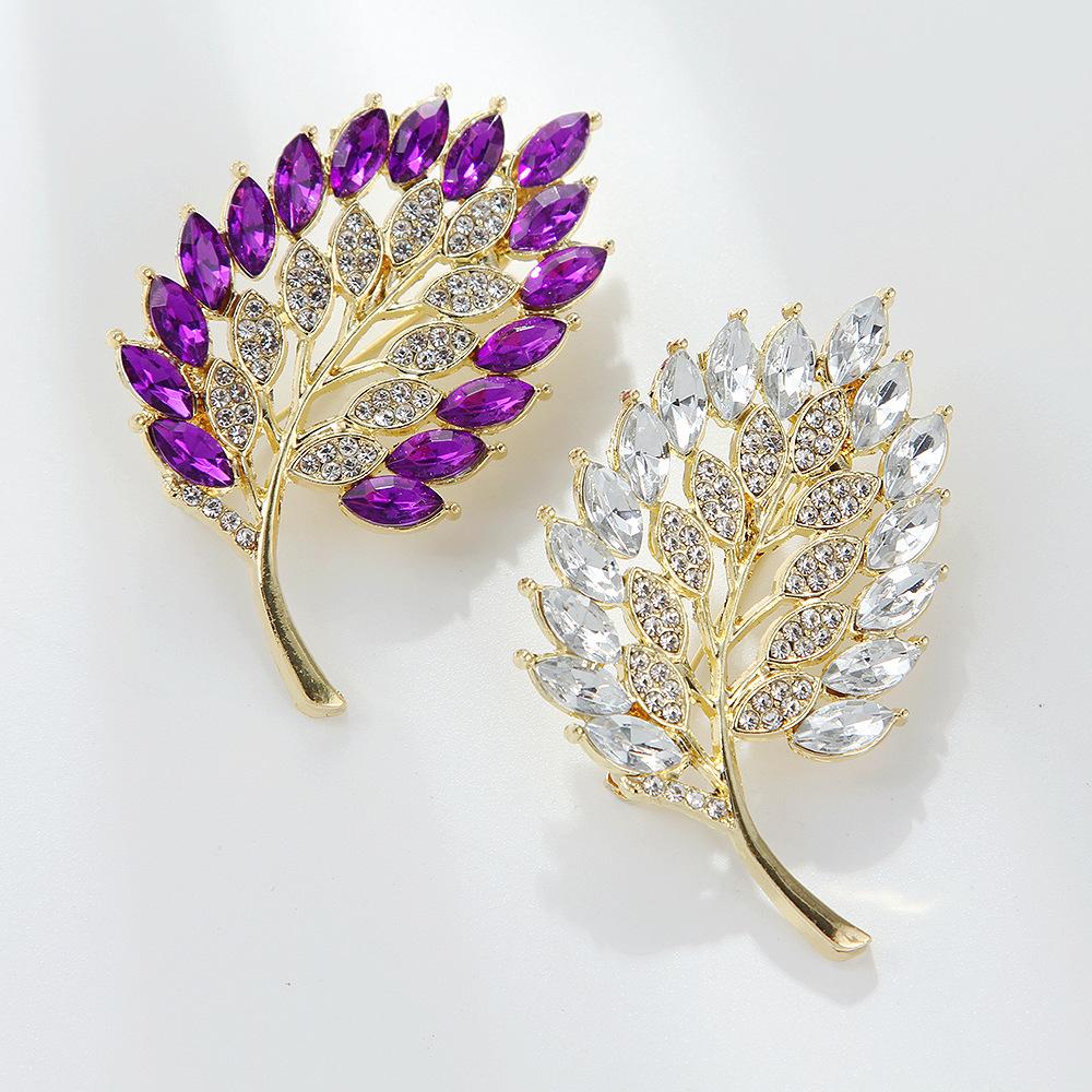 Diamonds Leaves Brooch Women's Elegant Corsage Accessories  Designer Brooch Pin Mini Bobby Pins Perfect Gift for Couples