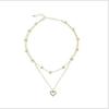 1 ks Super víla dívka klíční kost řetízek náhrdelník japonský a korejský osobnost dvojitá láska plný diamantový náhrdelník dámský