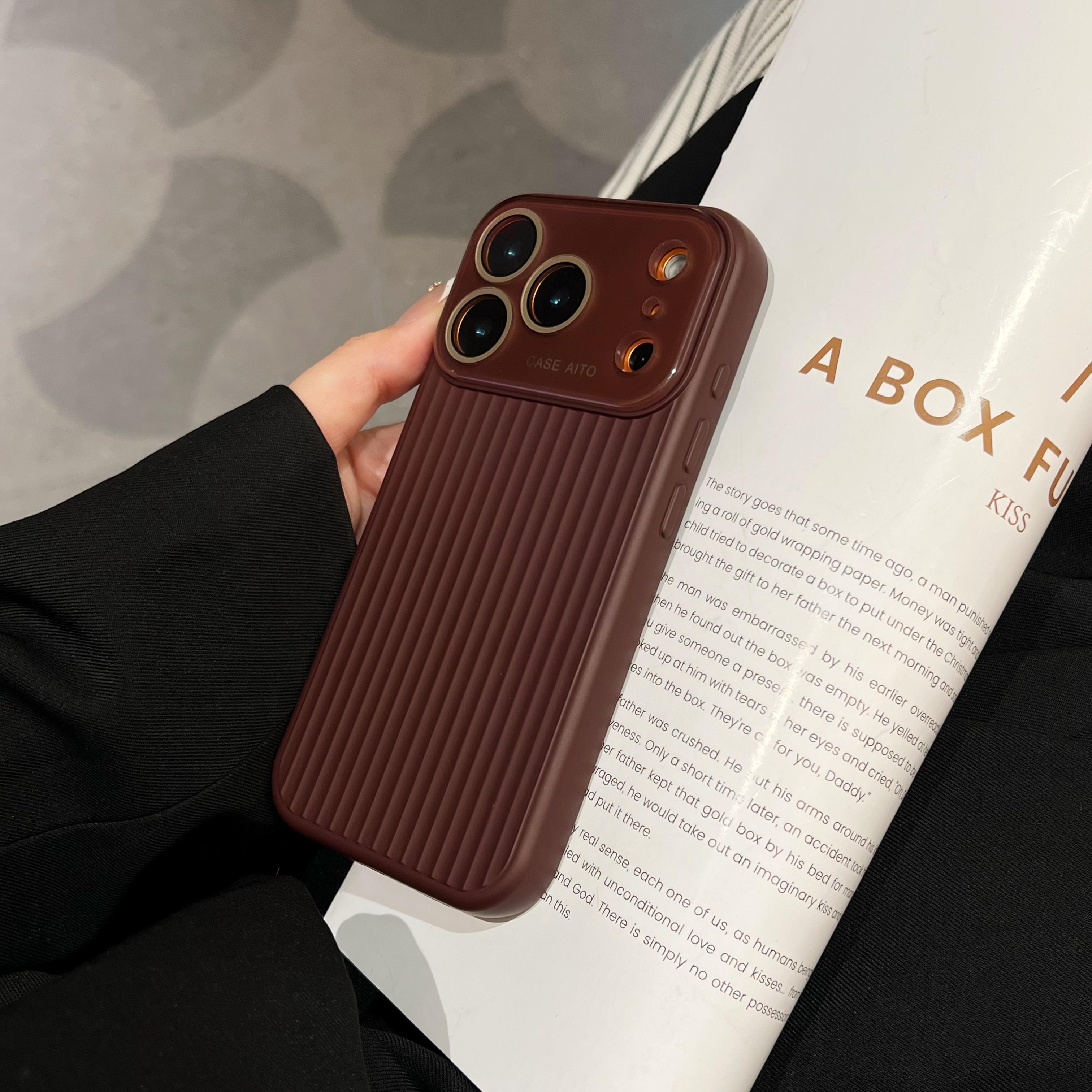 

Stripe Luggage Large Window Phone Case For iPhone Air 17 16 15 14 13 12 Pro Max Glass Lens Protect Corrugated Candy Color Cover iPhone 15