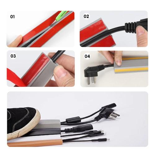 oipopsf Floor Cord Cover, Wiring Cover, Wood Grain, Cable Protector for Floors, Hidden Wiring Cord, For Walls, Mall LAN Cable Cover, Good Storage Capa