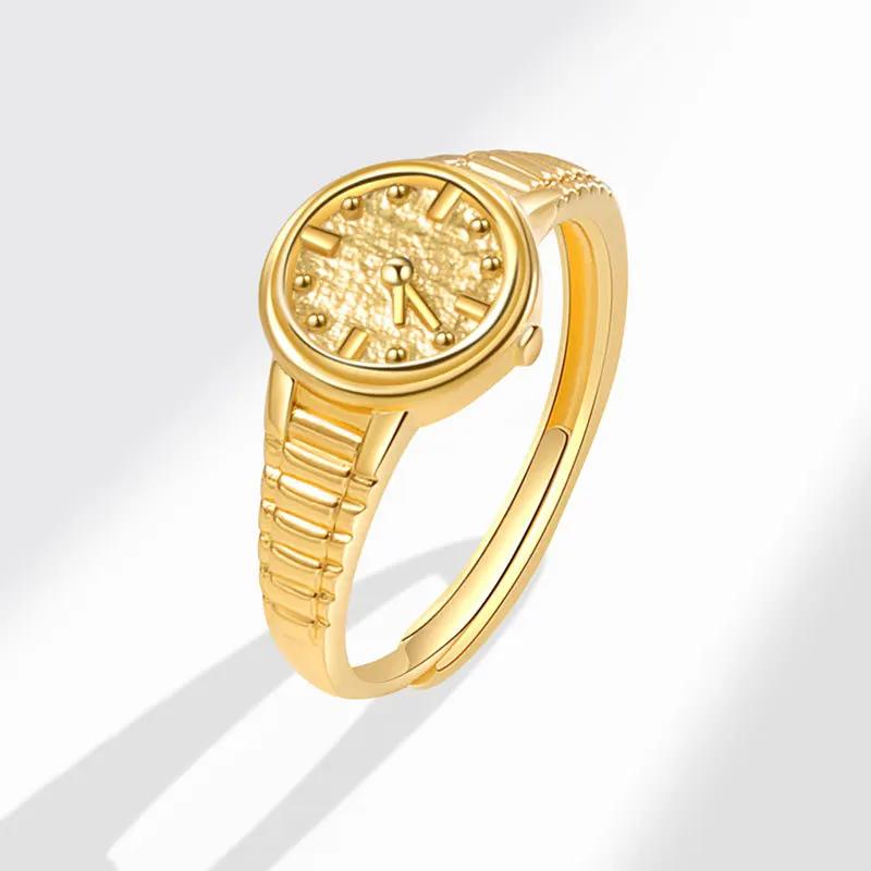 Engagement Rings for Women Stainless Steel Watch Shape Open Ring Adjustable Anillos Wedding Band Jewelry Accessories Gifts