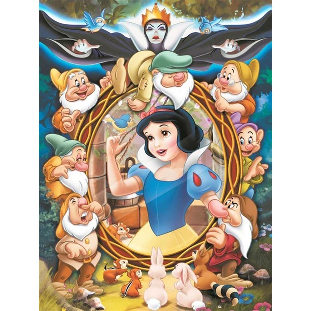 

Disney Diamond Painting Snow White and The Seven Dwarfs Magic Mirror Creative Illustration 5D Diamond Painting ArtEmbroideryCrossStitch RoomDecoration Round 20x30cm