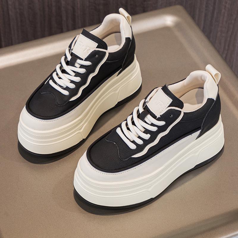 

Кроссовки на платформе 9 см на толстой подошве из натуральной кожи на каблуке - Универсальная обувь для миниатюрных на осень 2023 38