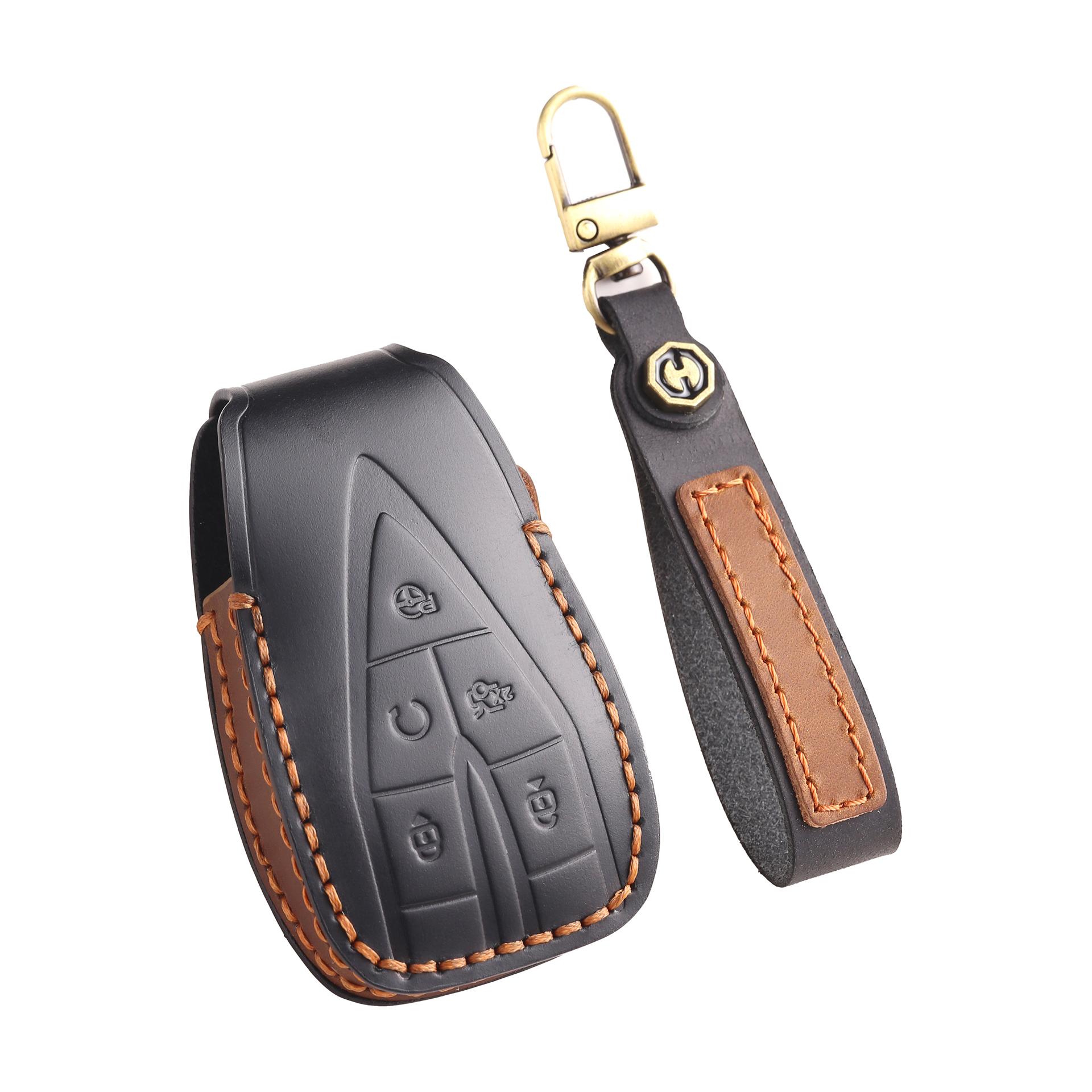 

Suitable for New Style Changan cs75plus cs55 Handmade Cowhide High-End Car Key Cover keychain car key case 5 keys коричневий