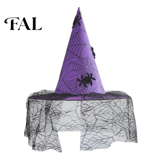 Creative Halloween Night Headgear Witch Hat, with Lace Mesh And Simulated Spiders, Gothic Style Holiday Photo Props Costume Accessory, for Parties