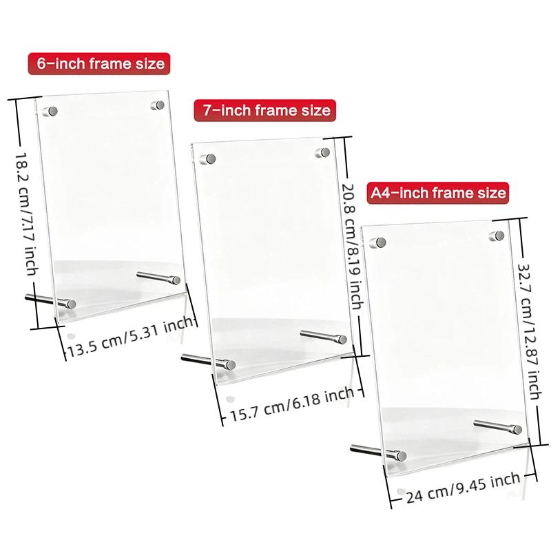NEW 6-inch/7-inch/A4 Crystal Clear Acrylic Photo Frames For Postcards Photos Ticket Stubs And Displays