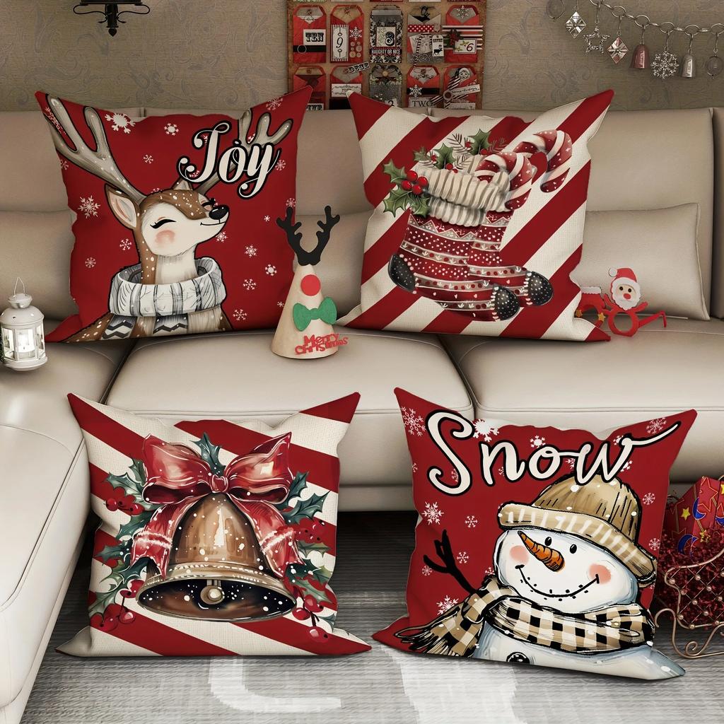 Christmas decoration pillowcase fawn snowman bell socks Christmas stick pattern suitable for home room sofa cushion cover