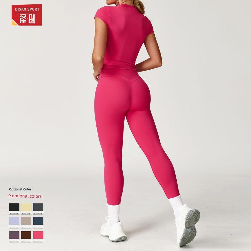 Guangzhou Zechuang Clothing Co., Ltd. Brushed Tight Back Yoga Suit Stretch High Waist Workout Clothes for Women Running