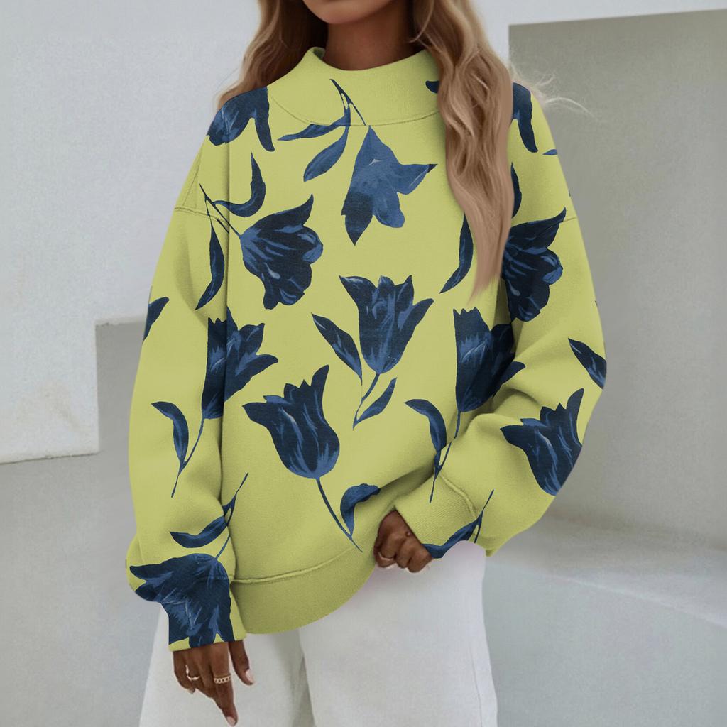 Mock Neck Sweatshirt Women Fall Comfort Oversized Sweatshirt Dressy Pullover Sweatshirts No Hood Cozy Turtleneck Tops